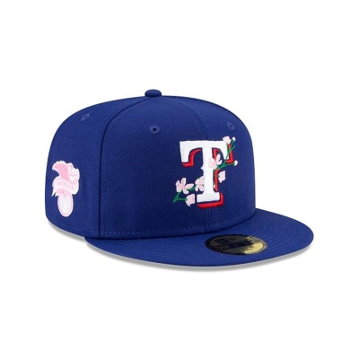 Blue Texas Rangers Hat - New Era MLB Side Patch Bloom 59FIFTY Fitted Caps USA7956084